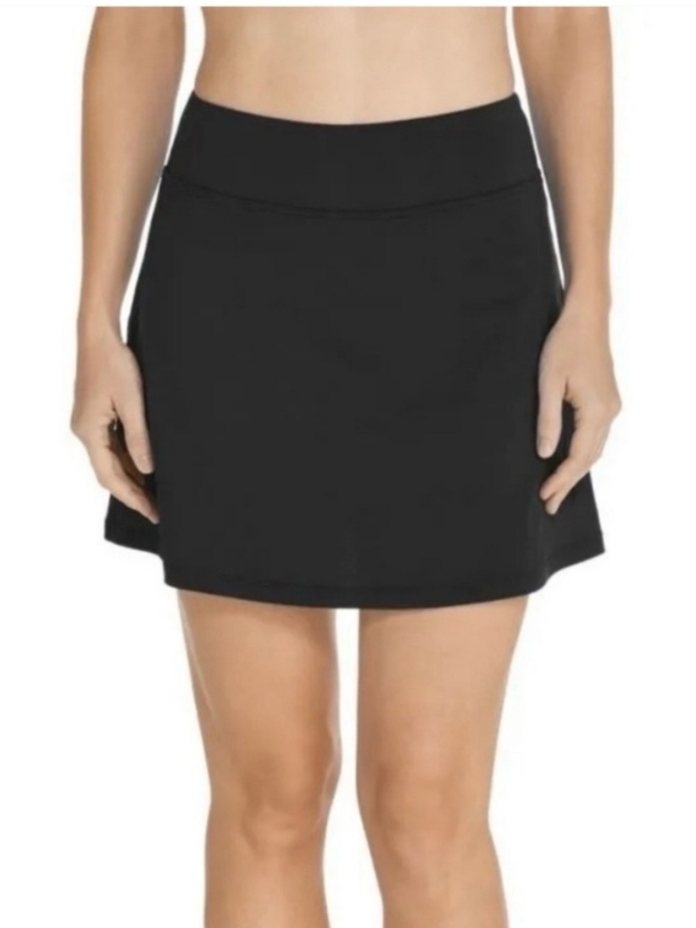 Coolibar Black Sandbar Swim Skort - Sun Protective Bikini Bottom